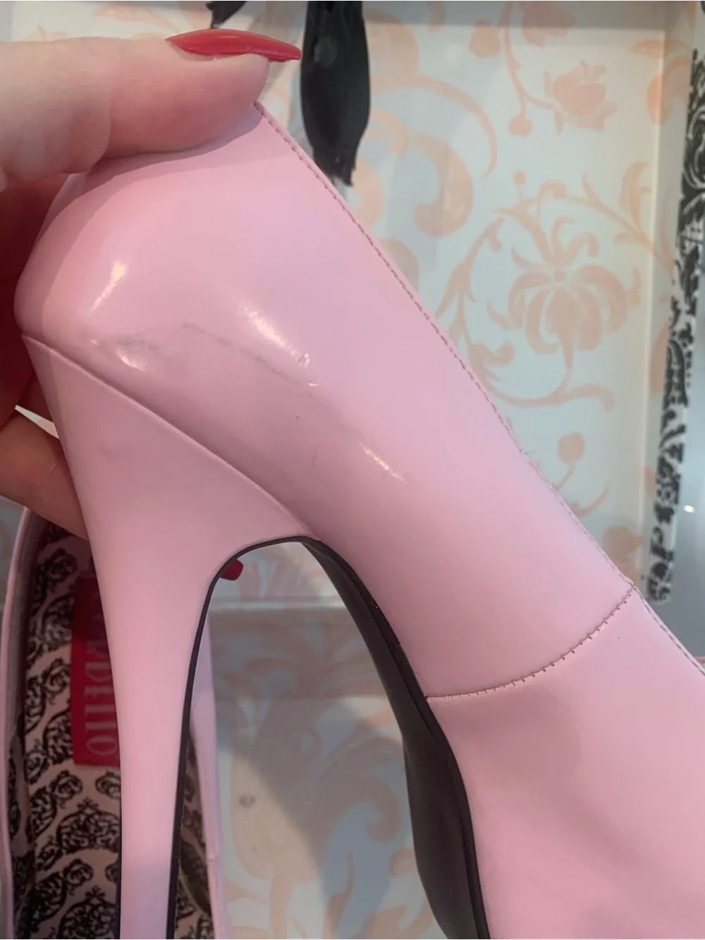 Pleaser Light Pink Patent High-Stiletto Platform Pump
